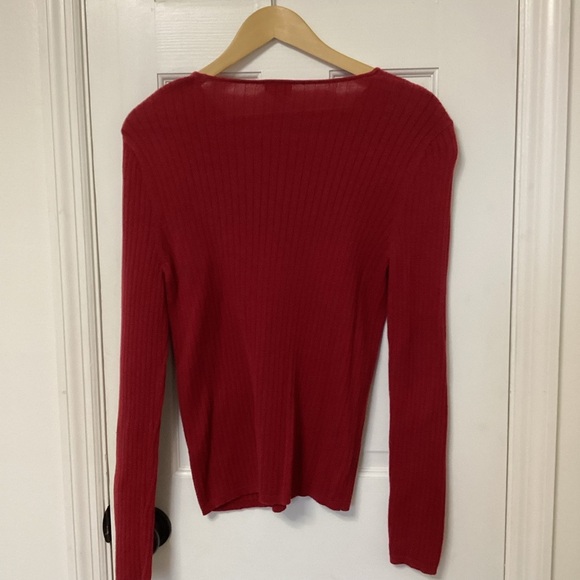 TALBOTS Red Ribbed Long Sleeve Top - Picture 6 of 6